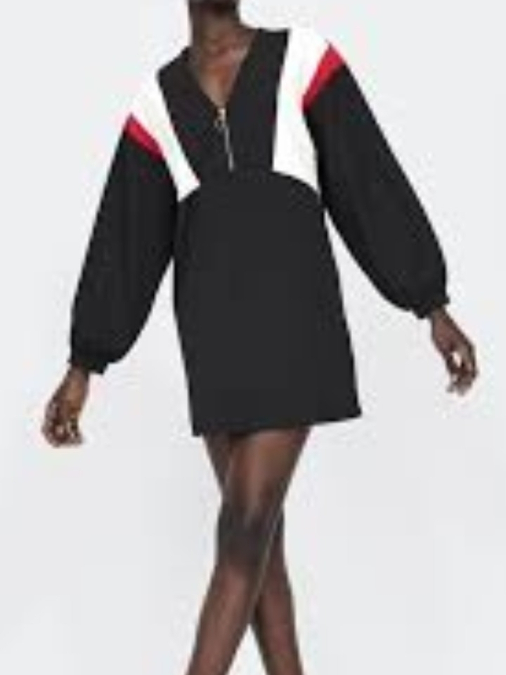 Zara Black Mini Dress with White and Red Panels